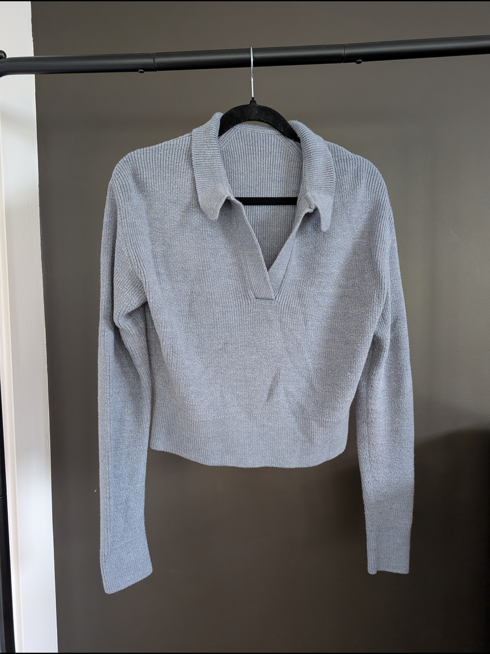 lululemon athletica Light Gray Collared Knit Pullover Sweater